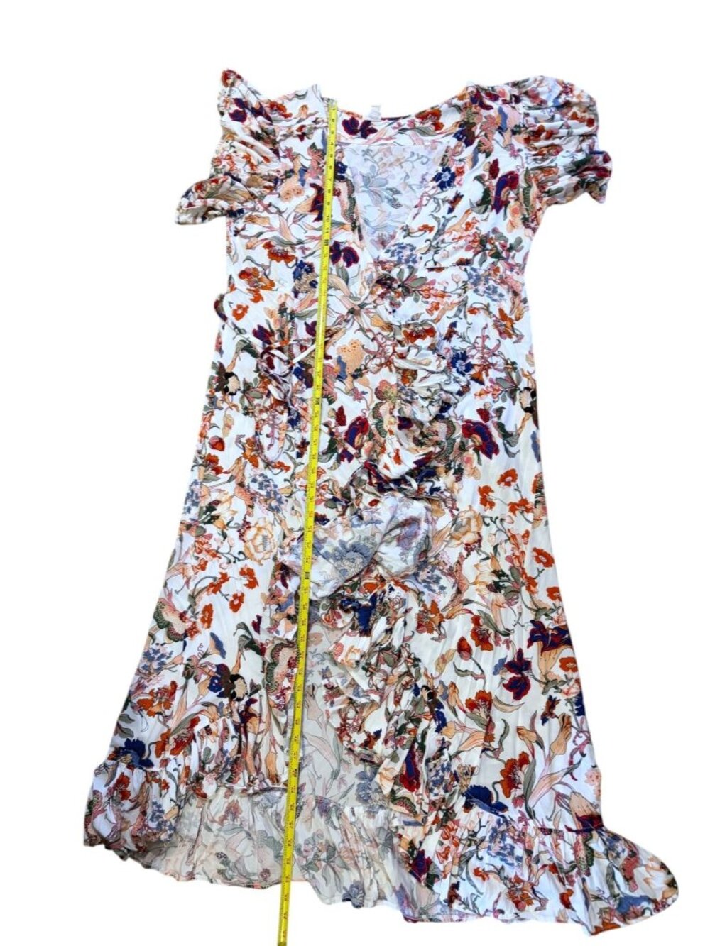 Bali Elf Asymmetric Sundress XXL Wrap Flutter Sleeves Ruffle Handmade Wedding - Picture 11 of 15